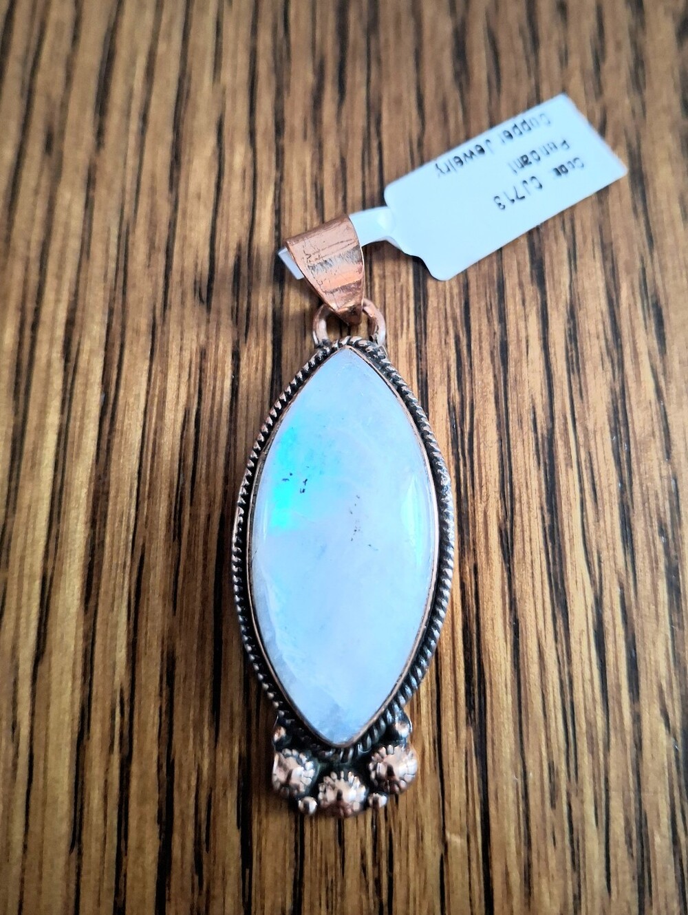 Moonstone Pendant On Copper Frame And Hardware